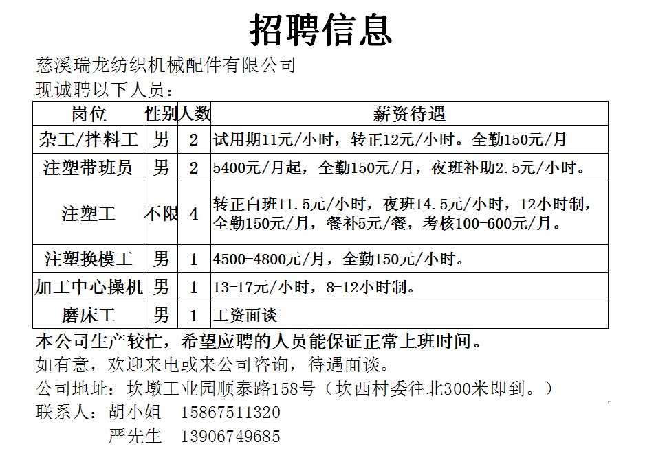 南浔最新招聘信息汇总